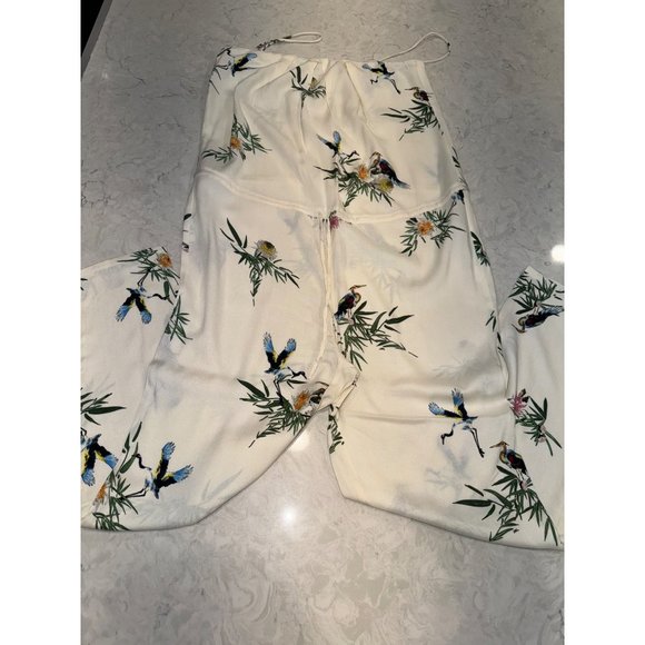 Zara Trafaluc Cream Bird and Flower Print Jumpsuit - Medium - Picture 2 of 5